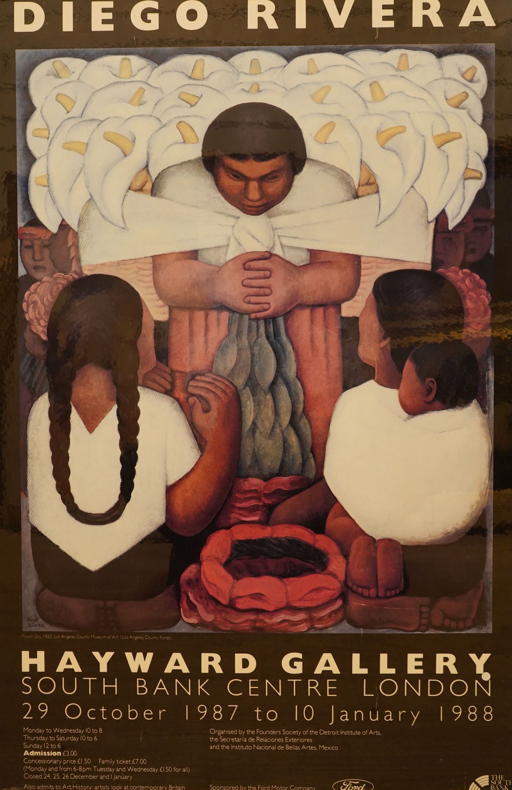 Diego Rivera, gallery exhibition poster, Hayward Gallery, London 1987-1988, 74 x 49cm, unframed